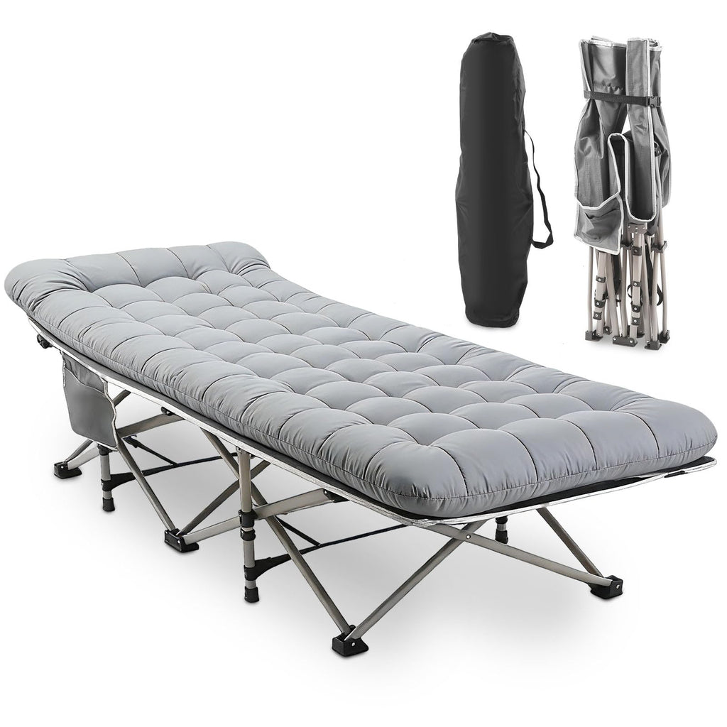 Heavy-Duty 28" Extra Wide Portable Folding Camp Cot with Mat & Carry Bag Q32799