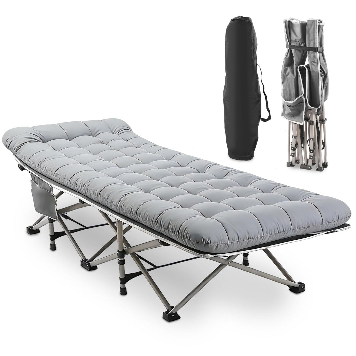 Heavy-Duty 28" Extra Wide Portable Folding Camp Cot with Mat & Carry Bag Q32799
