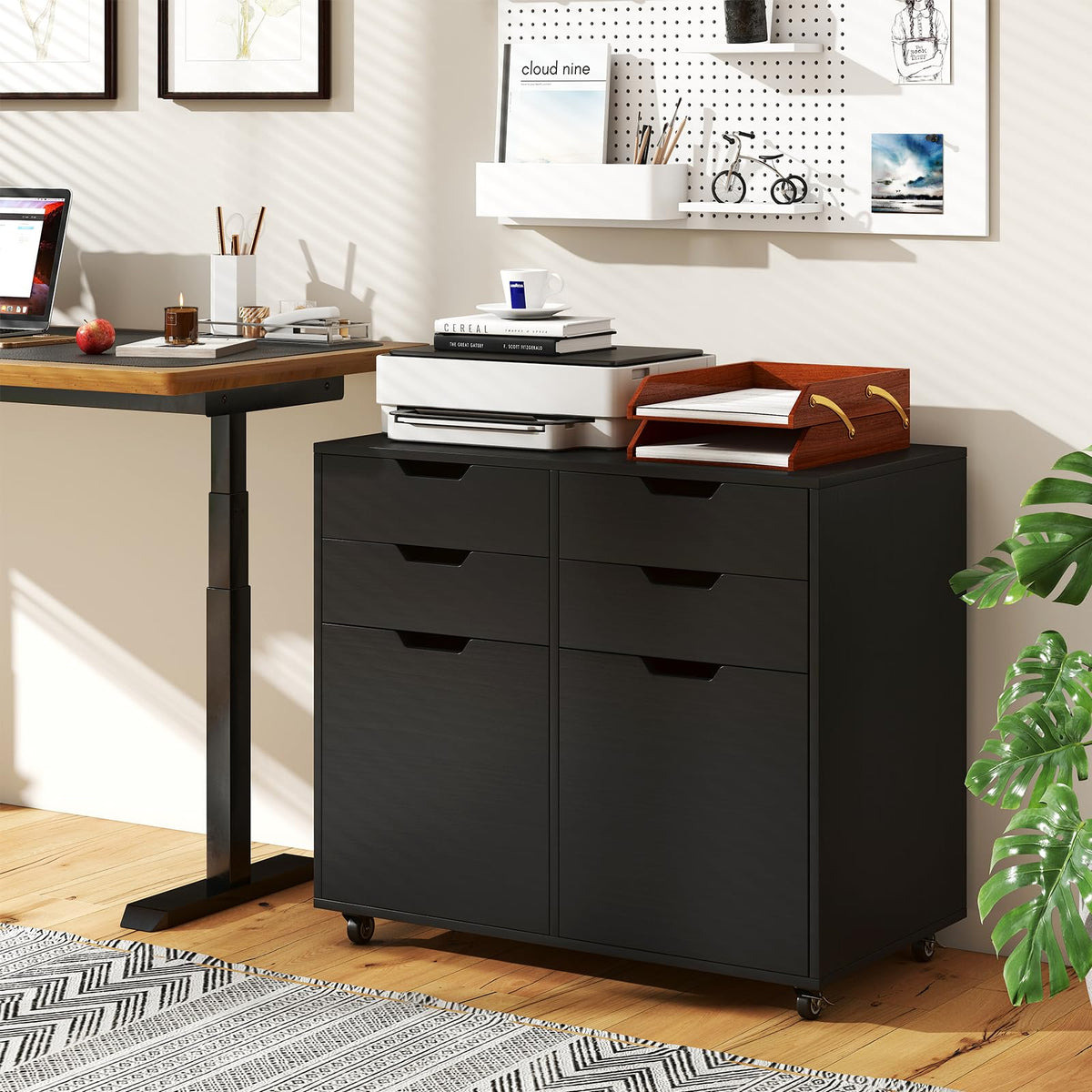 Black 4-Drawer Rolling File Cabinet F861922