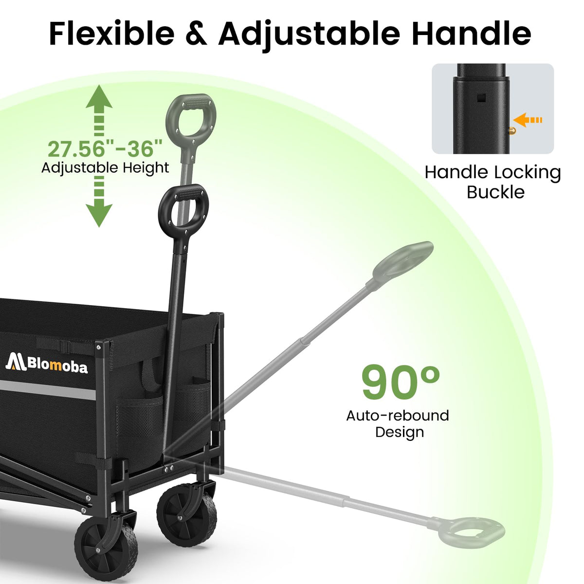 Collapsible Wagon Cart with Wheels, Black I204