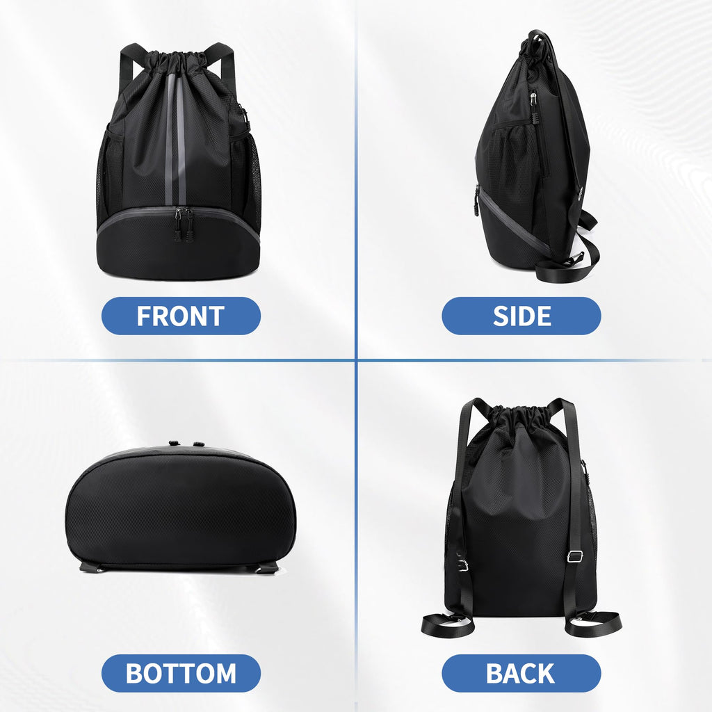 Drawstring Backpack Gym Bag with Shoes Compartment R296212