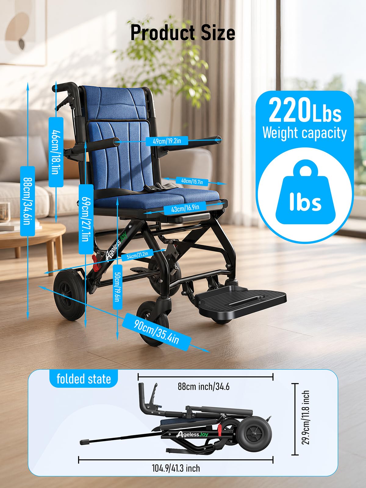 Blue Transport Wheelchair K607147