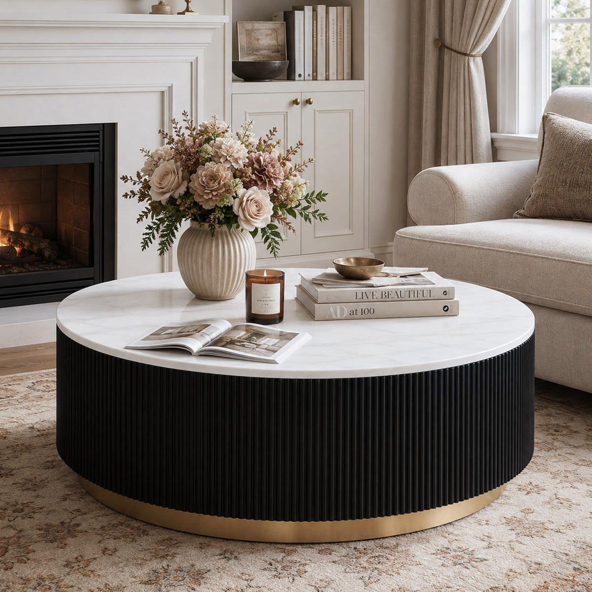 Marble Coffee Table with Pedestal Base B1305