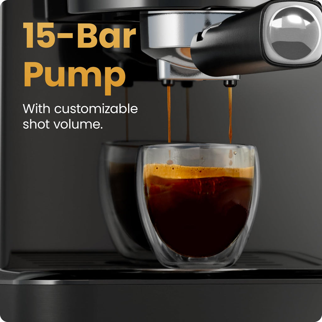 15 Bar Digital Espresso Machine with Steam Wand F729