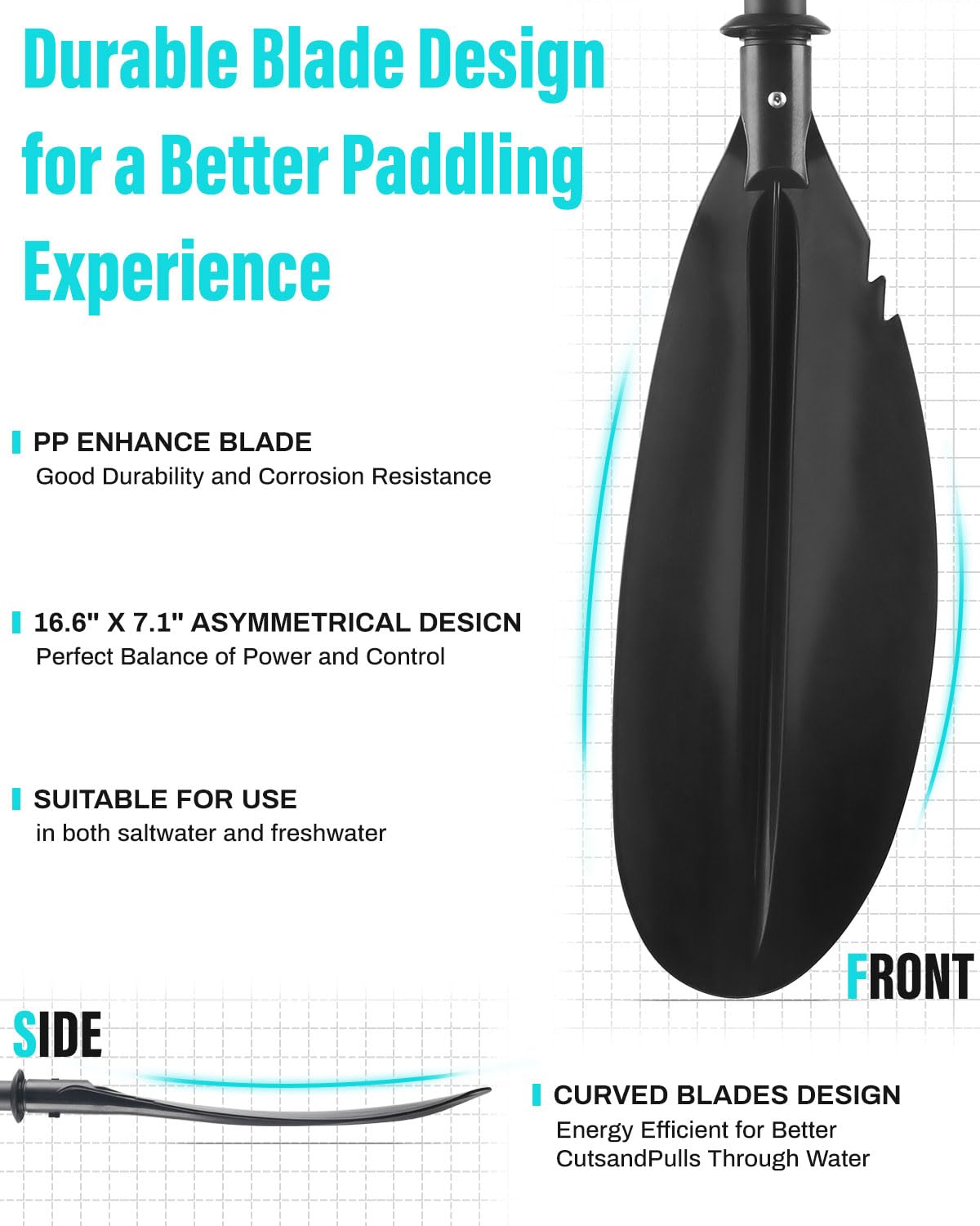 Kayak Paddles with Paddle Leash, 70in-97in Lightweight Paddling Blades V5503