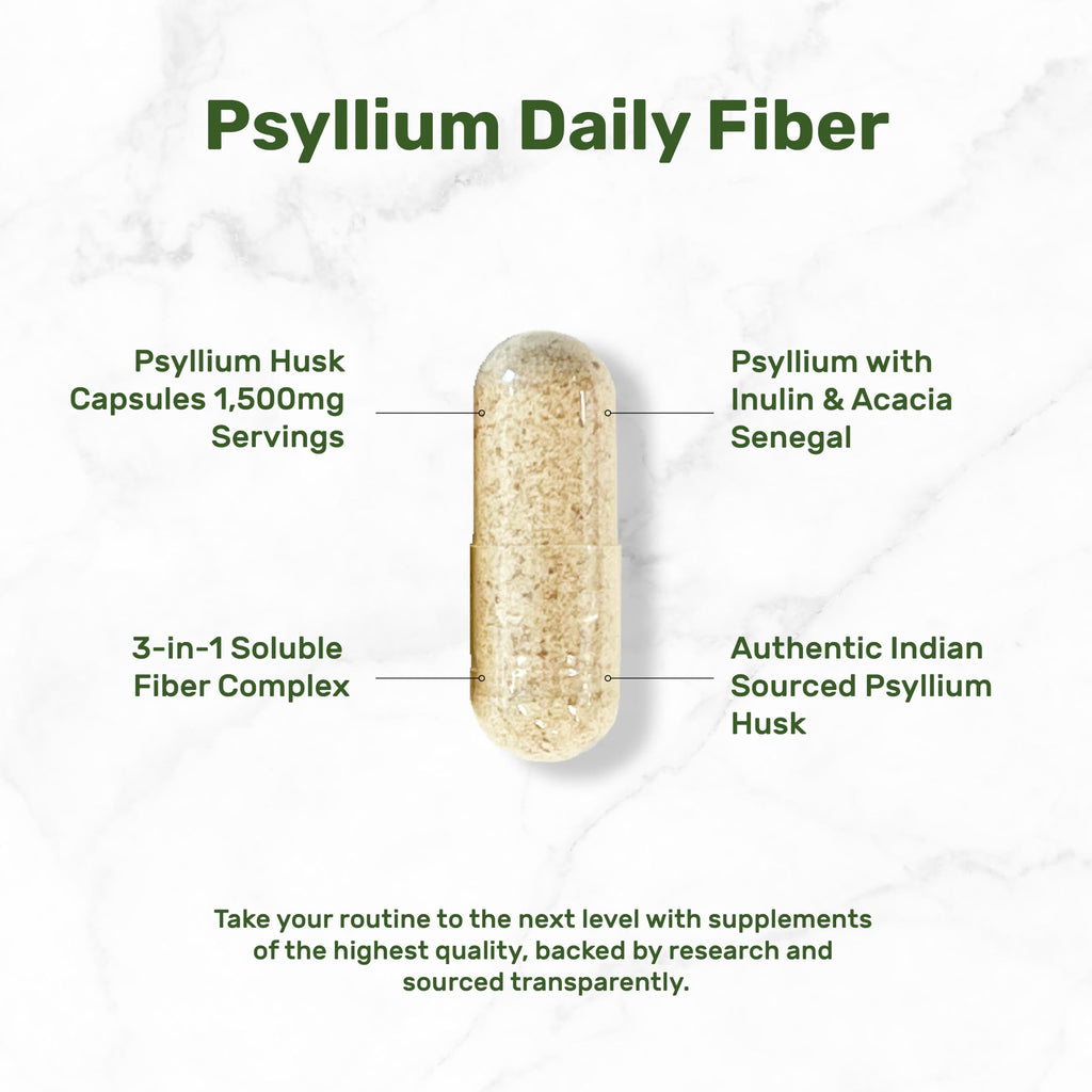 Psyllium Husk 1500mg 300 Capsules 3 in 1 Fiber Supplement W9197