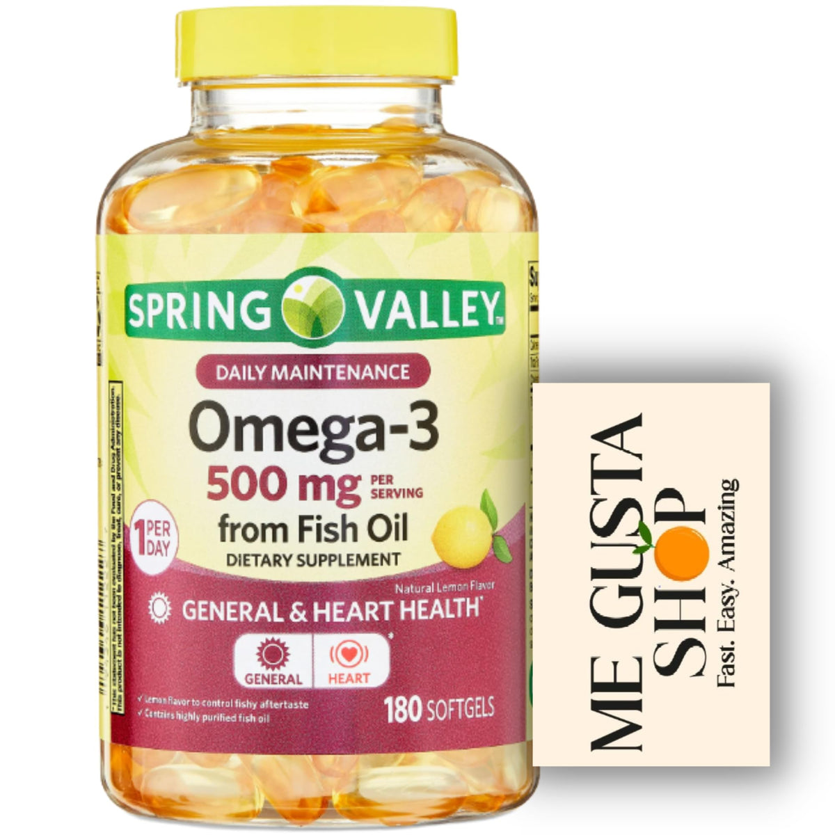 Omega 3 500mg 180 Softgels Fish Oil Dietary Supplements I14713