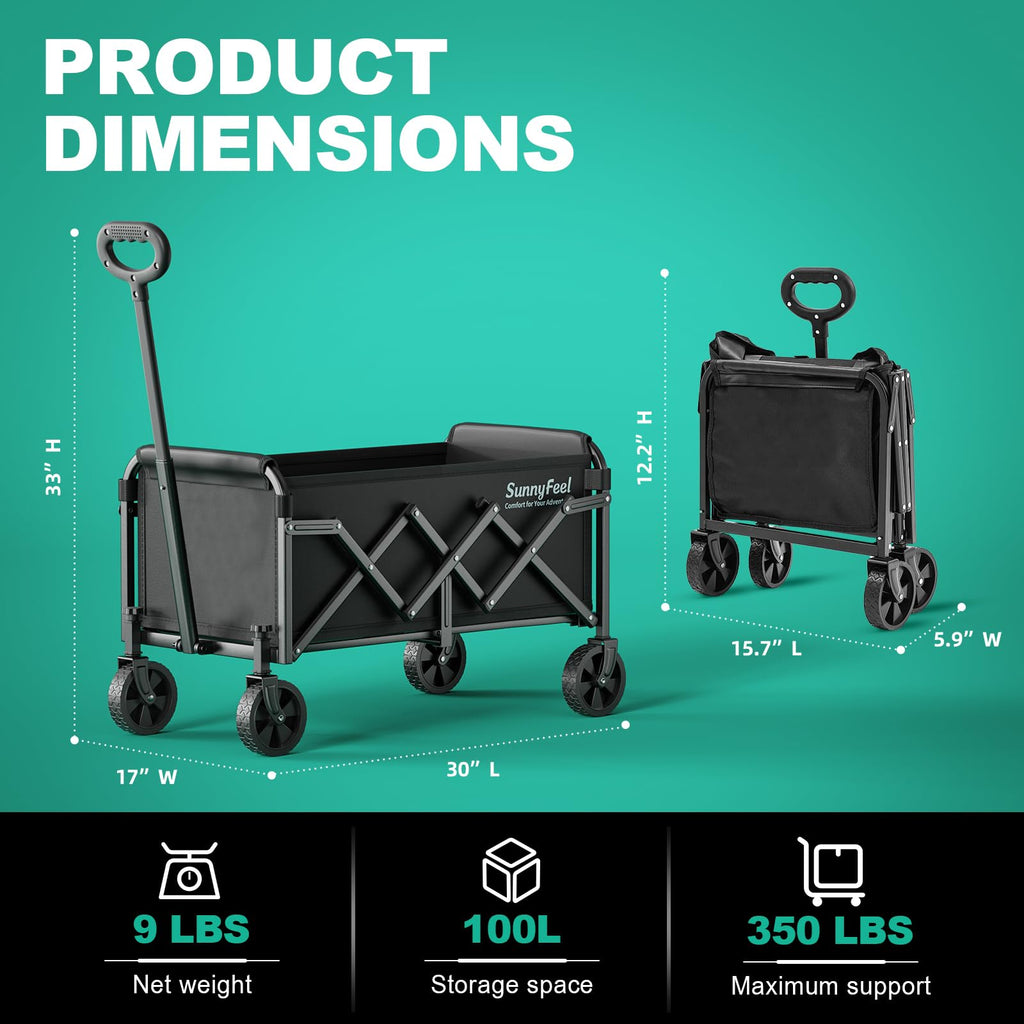 Lightweight Folding Wagon Cart, Black S21805