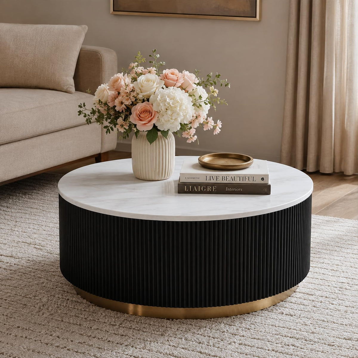 Marble Coffee Table with Pedestal Base B1305