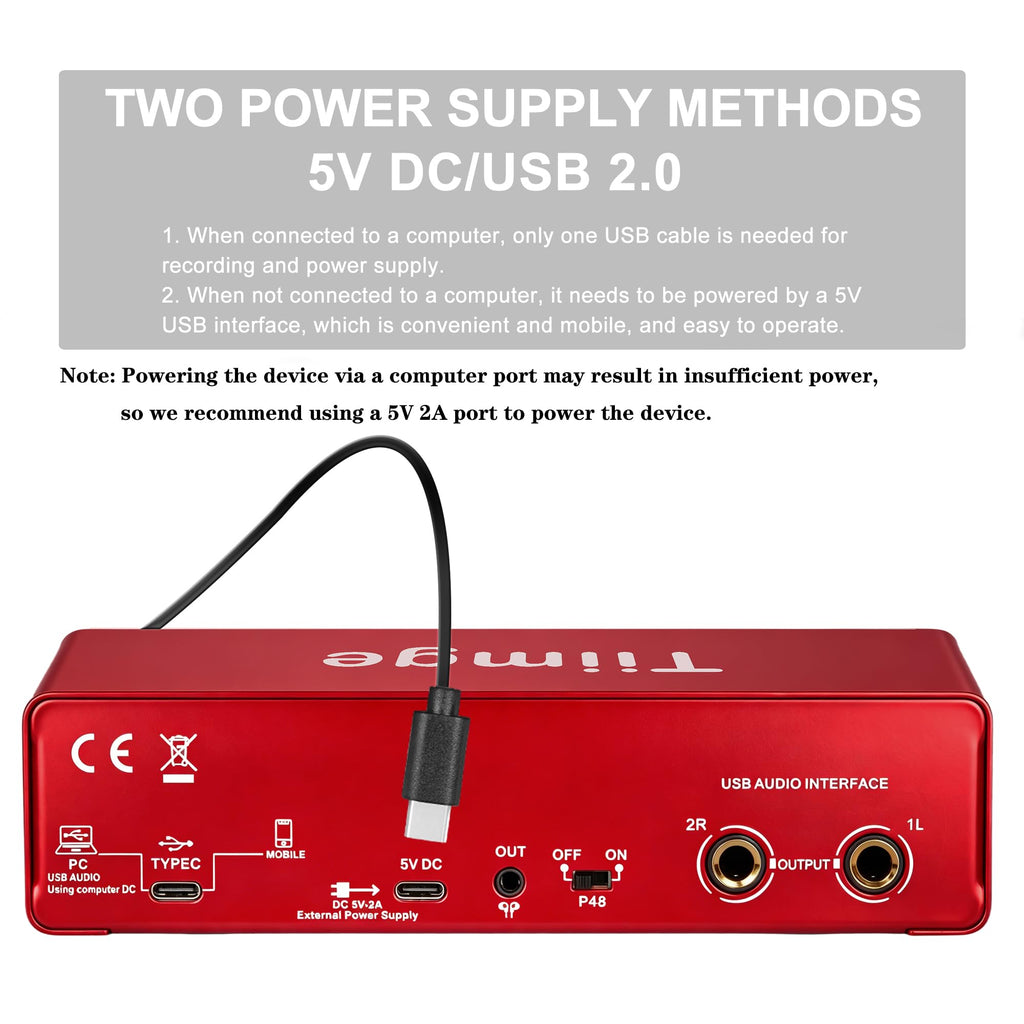 USB Audio Interface with 48V Phantom Power, 24Bit/192kHz, XLR/TRS Inputs F26834