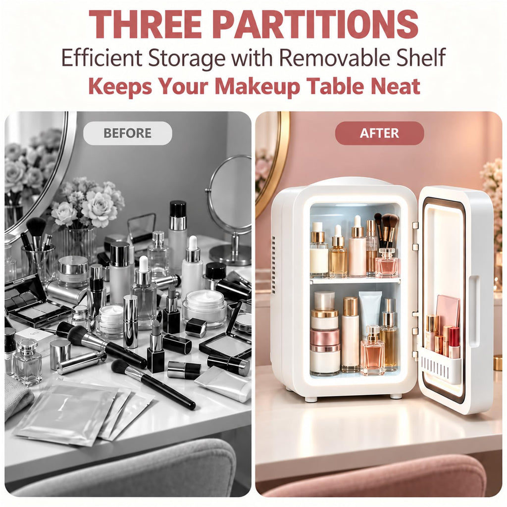 4 Liter Mini Skincare Fridge with Dimmable LED Mirror P4737