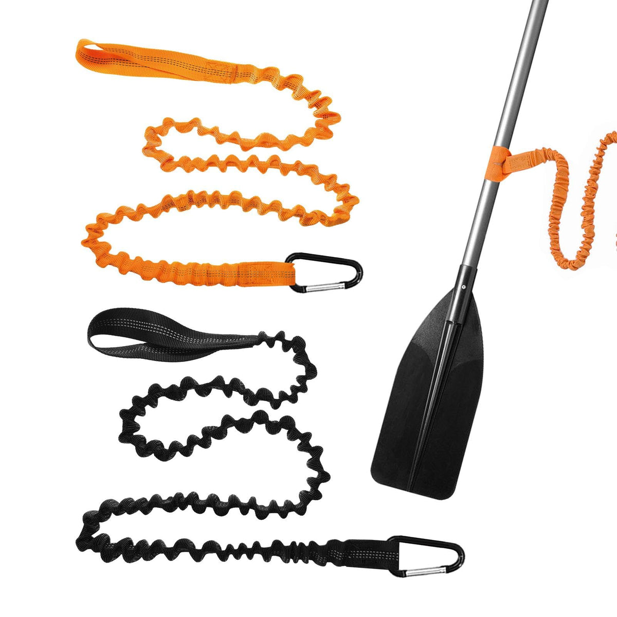 2 Pack Stretchable Kayak Paddle Leash with Carabiner D489962