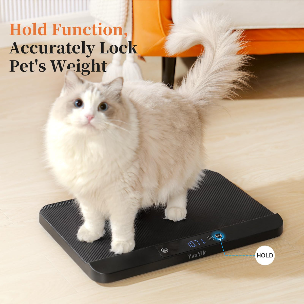 Digital Pet Scale with Non-Slip Mat, Up to 88lb, Black H510