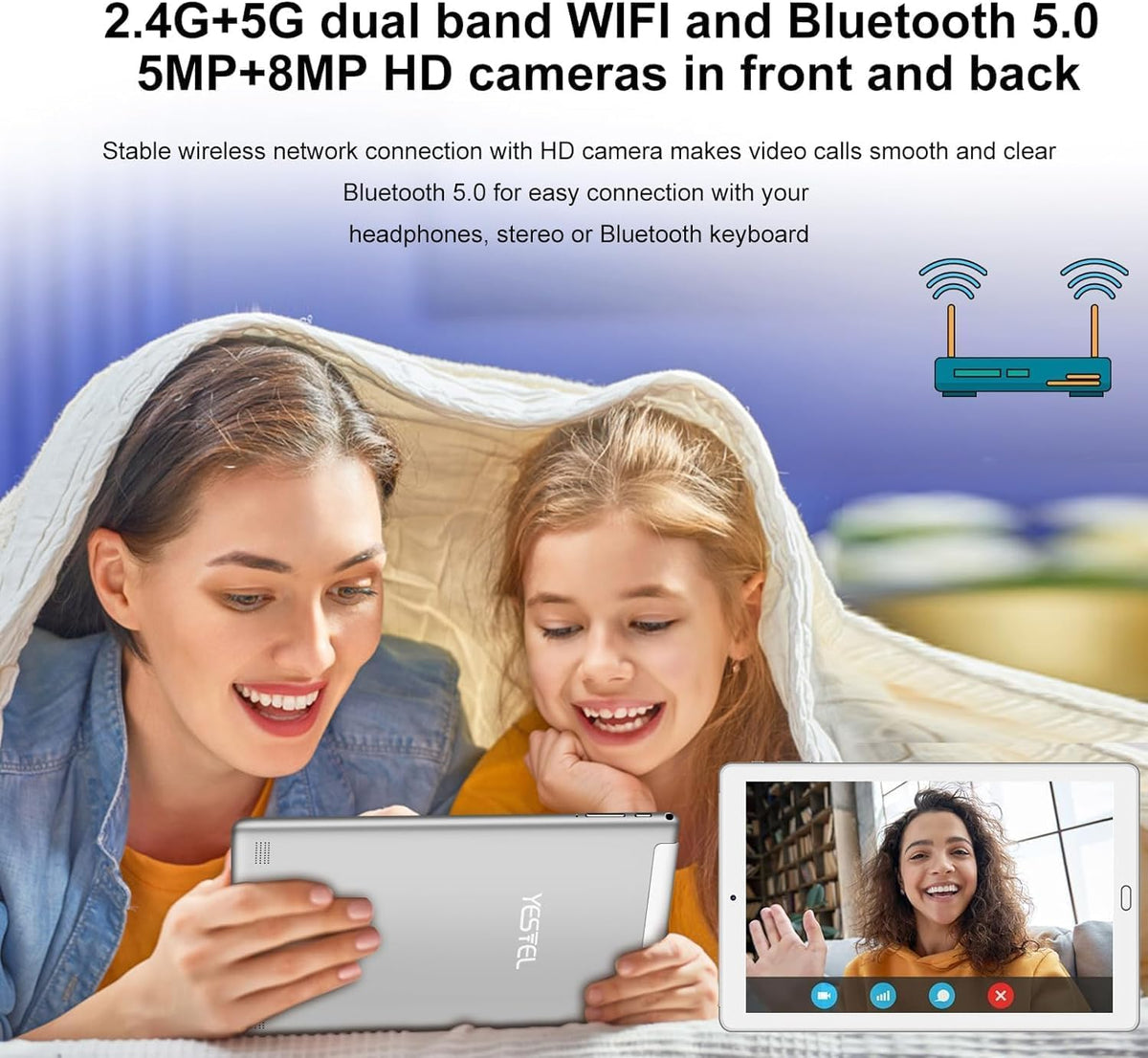 10.1 inch Android Tablet with Octa-Core Processor, 10GB RAM, 64GB ROM, Silver R446