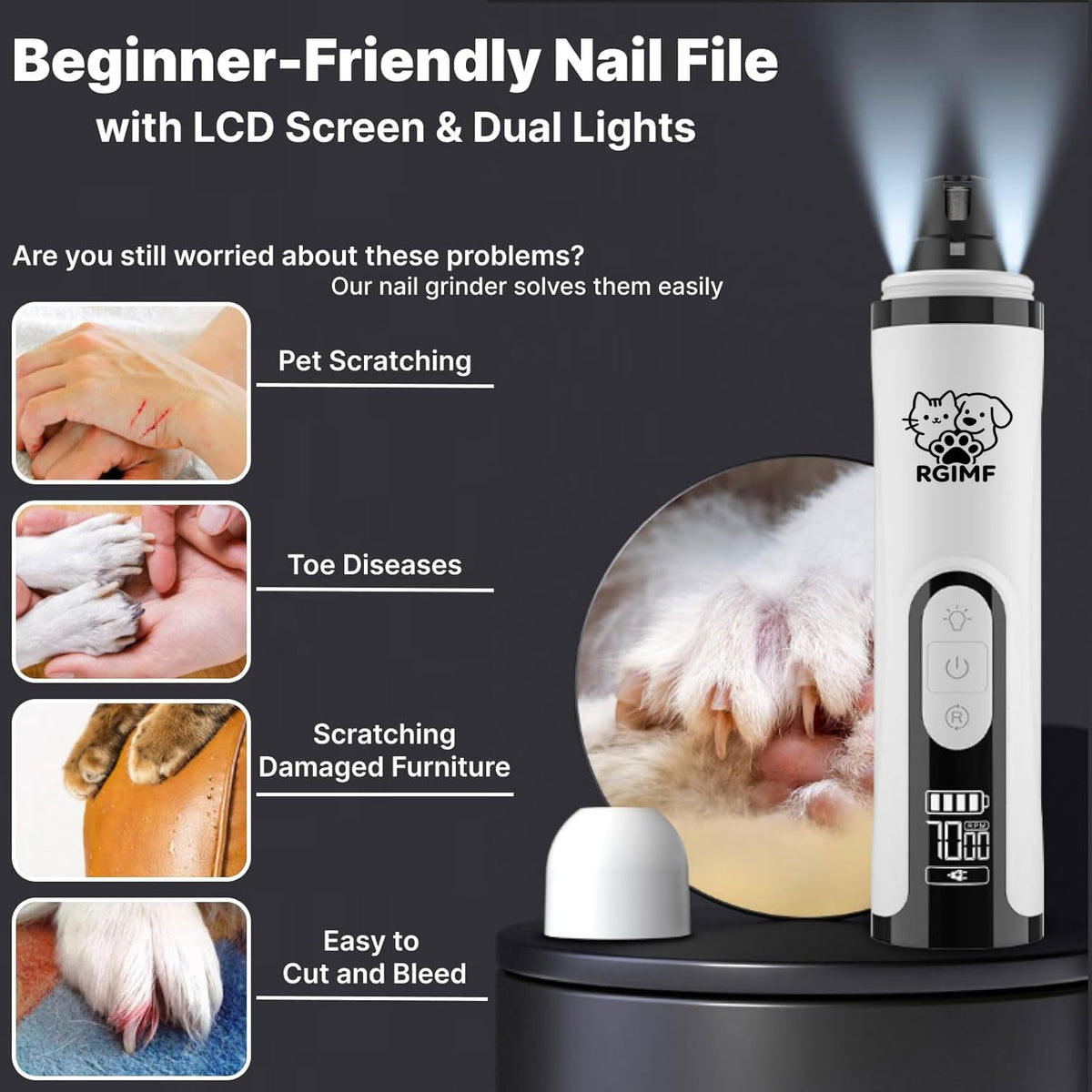 Dog Nail Grinder with Light G6860