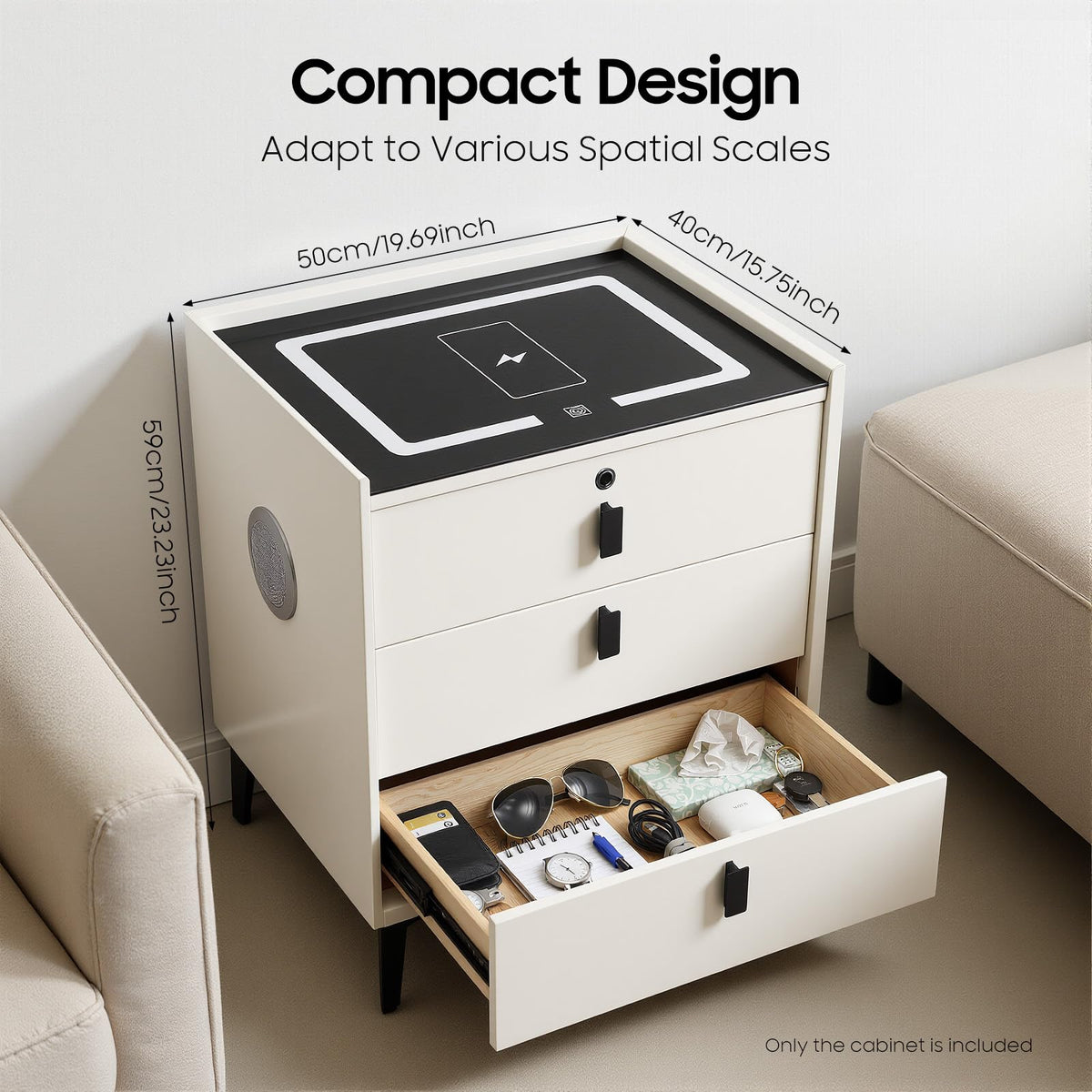 Bedside Table with Wireless Charging and Bluetooth Speaker H58726