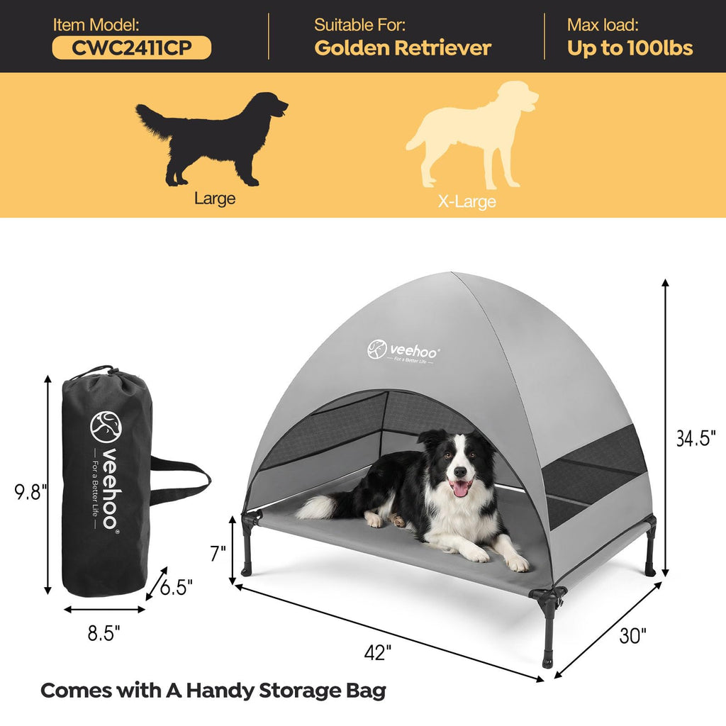 Elevated Outdoor Dog Bed with Canopy K735