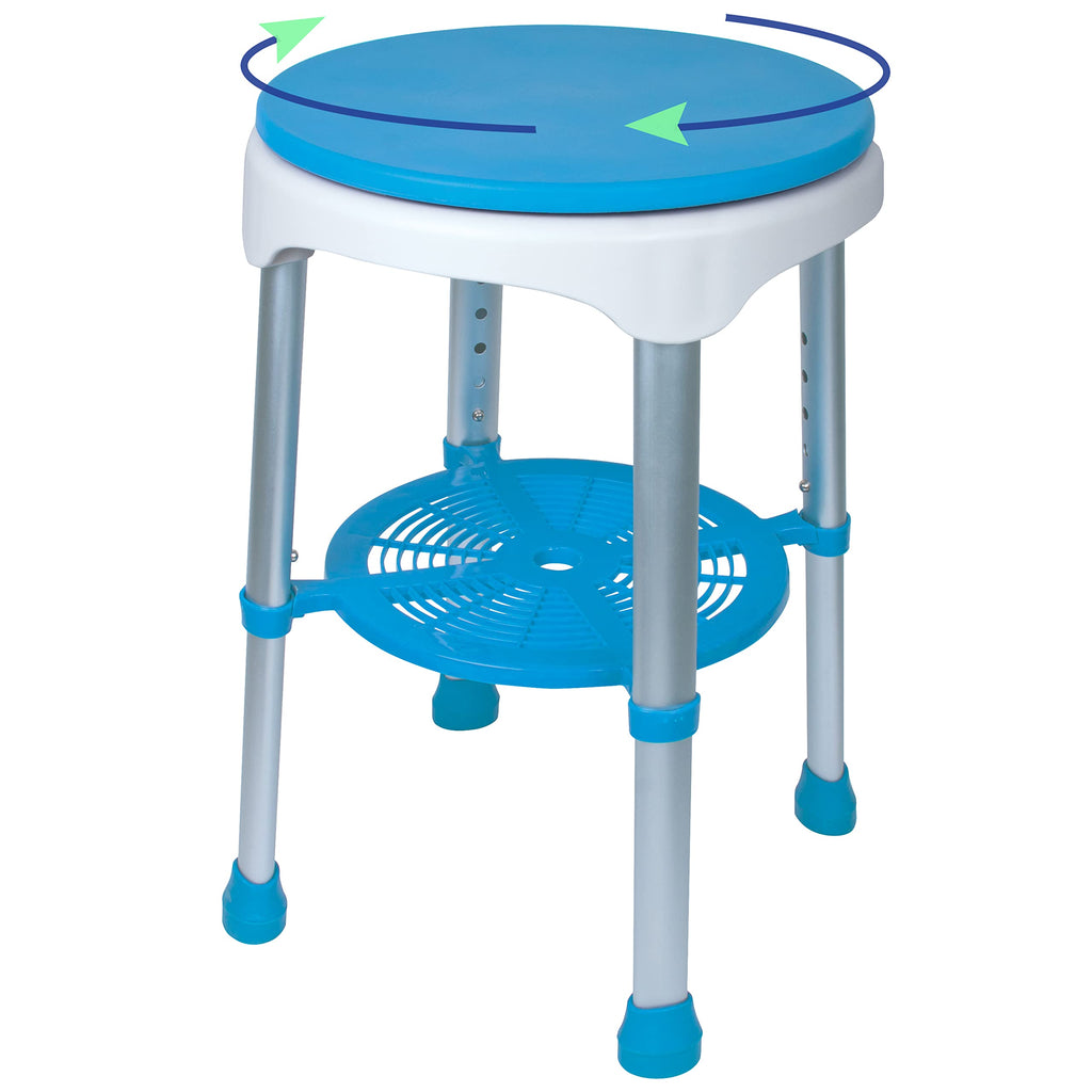 Adjustable Rotating Bath and Shower Stool with Storage Tray Q414