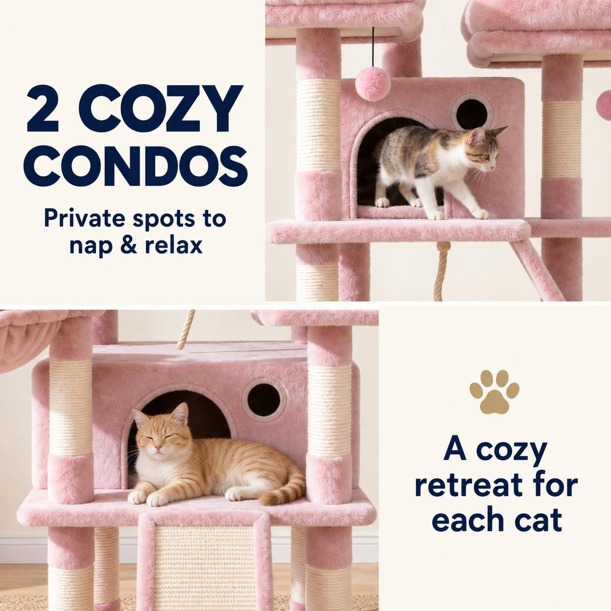 70 Inch Tall Multi-Level Cat Tree Tower with Scratching Posts, Hammock & Perches A259