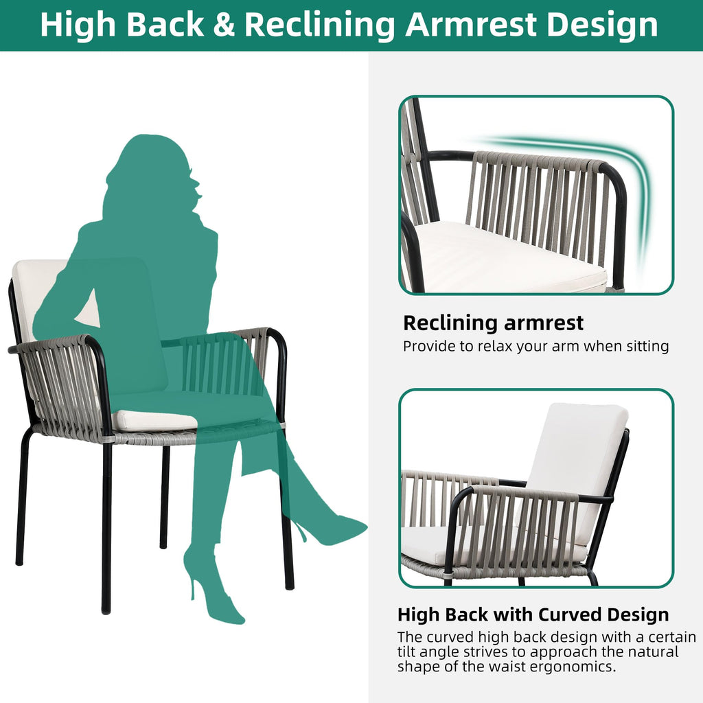 Grey Wicker Outdoor Dining Chairs Set of 4 R423436
