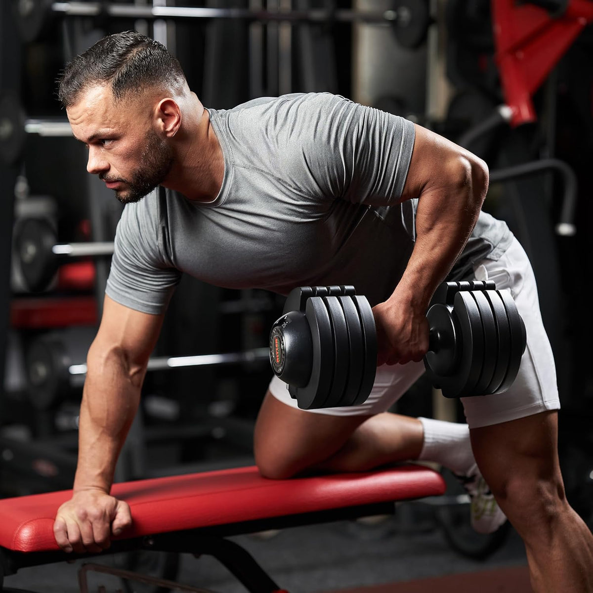 Adjustable Dumbbell Set with Tray U825