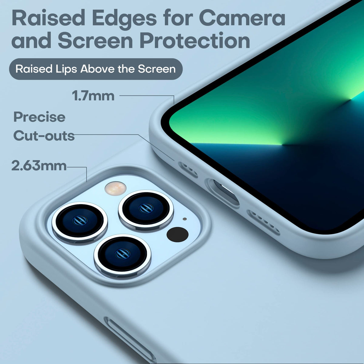 Light Blue Silicone Case with Glass Screen Protectors Y965510