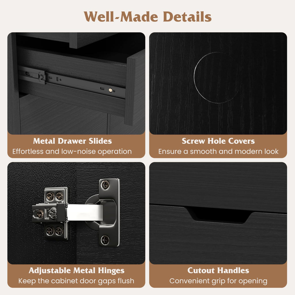Black 4-Drawer Rolling File Cabinet F861922