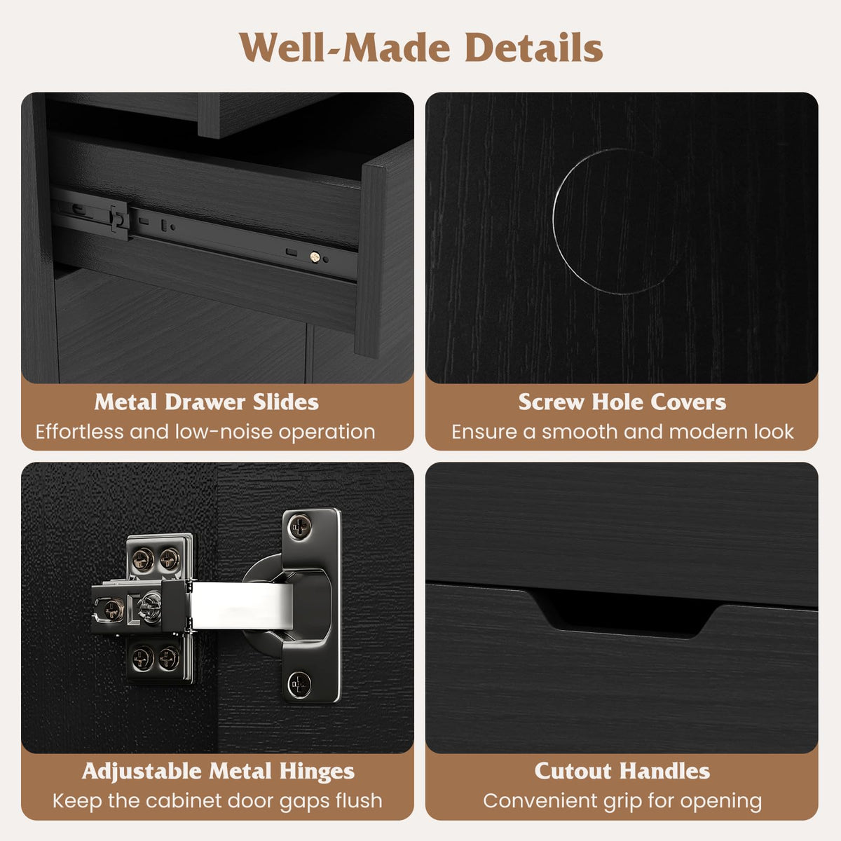 Black 4-Drawer Rolling File Cabinet F861922
