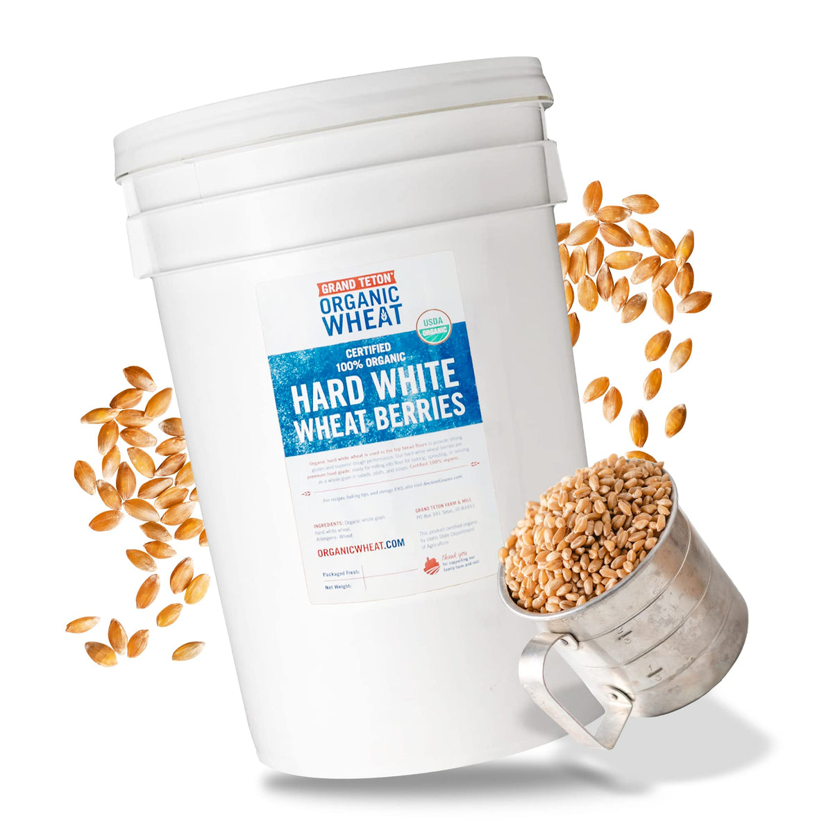 100% Organic Hard White Wheat Berries 43 lbs D292626