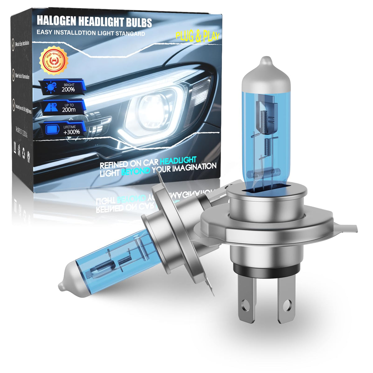 Halogen Headlight Bulbs 9003/H4 High Low Beam 6000K Pack of 2 X257