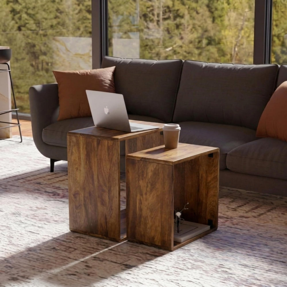 Sheesham Wood Nesting Tables Set of 2 E2155