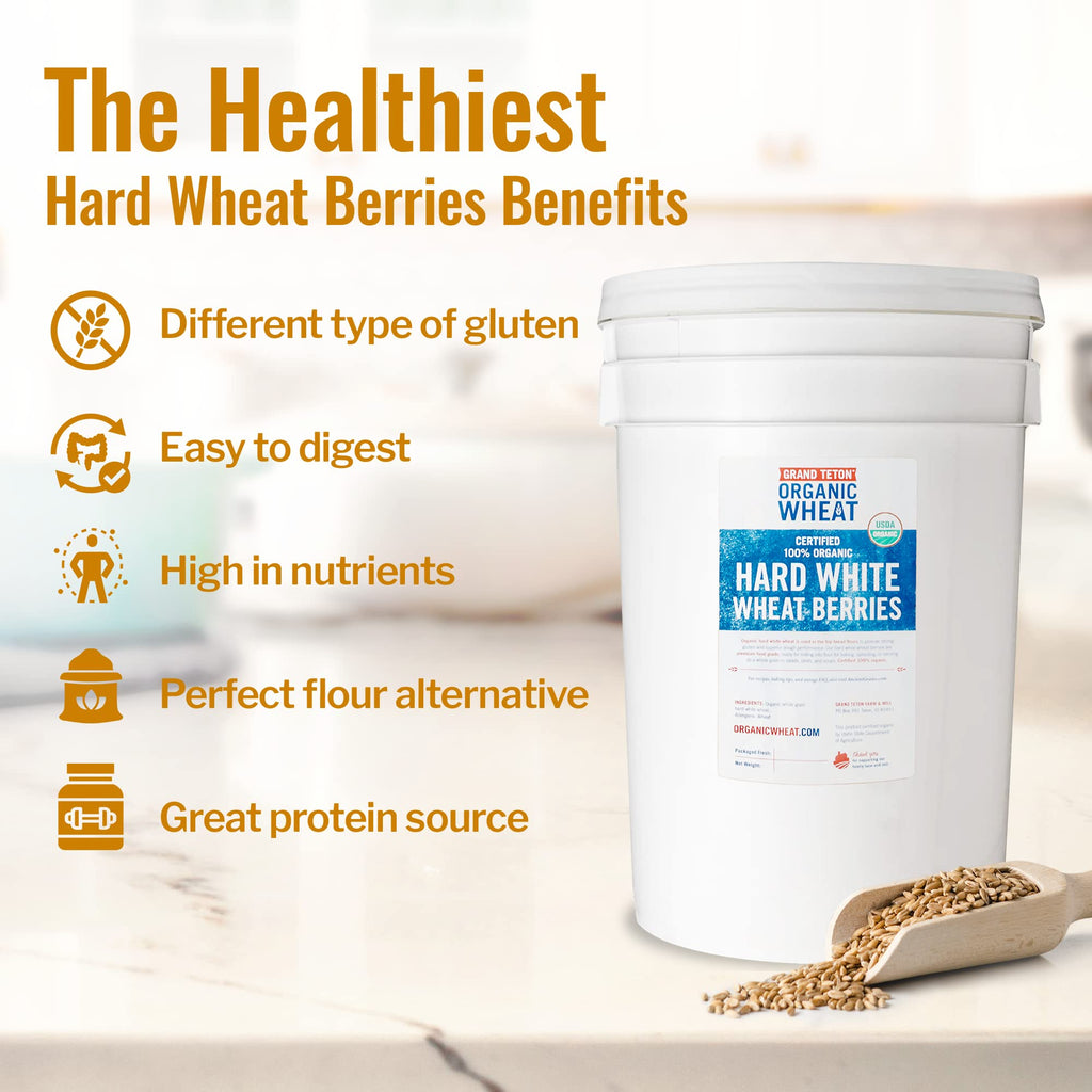100% Organic Hard White Wheat Berries 43 lbs D292626