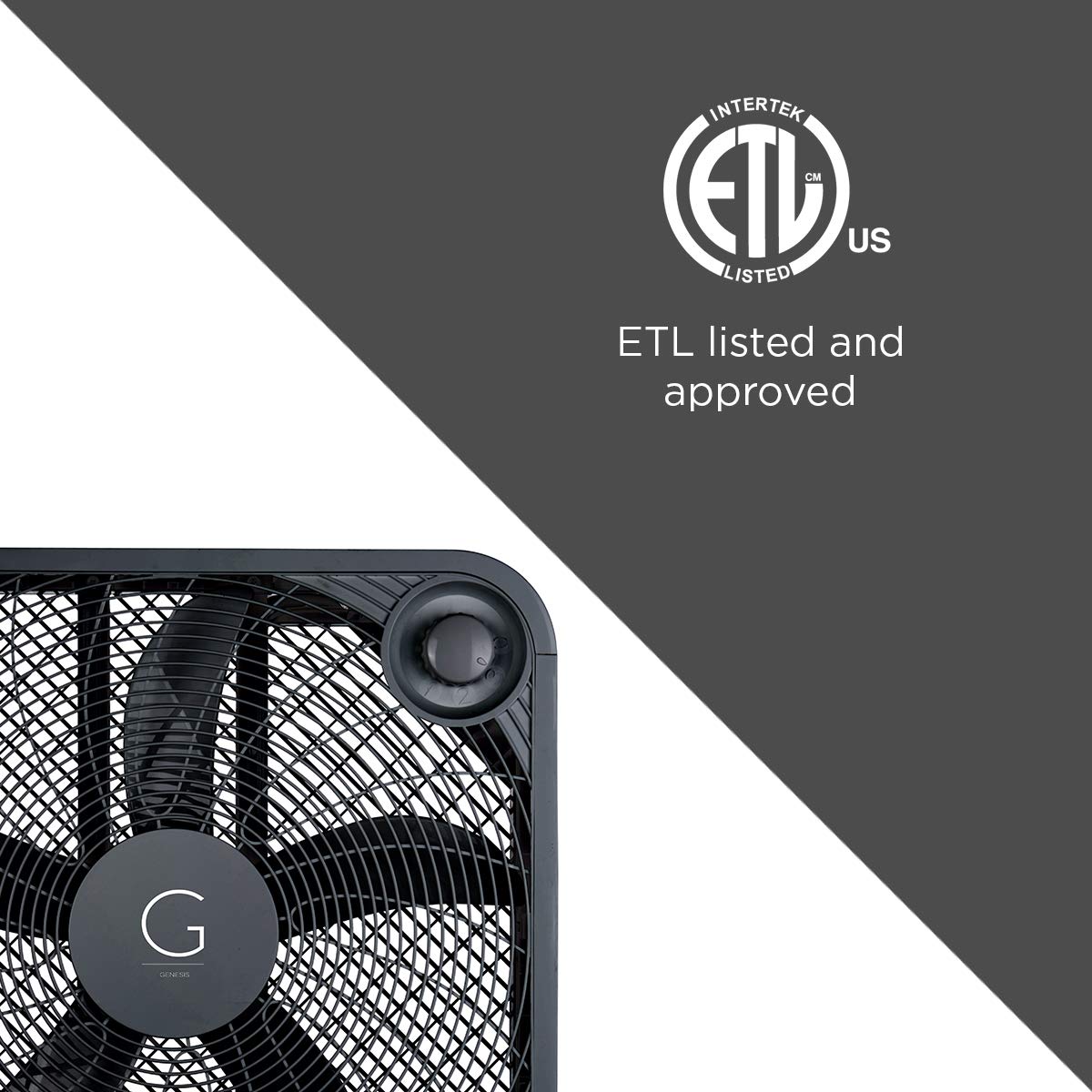 20" Box Fan, 3 Settings, Carry Handle, Black K47762