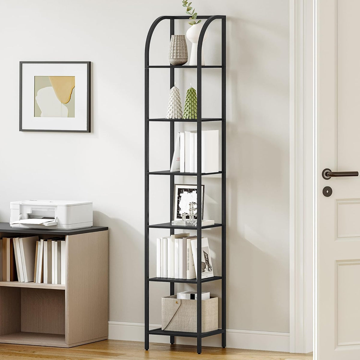 Narrow Bookshelf with Steel Frame E989