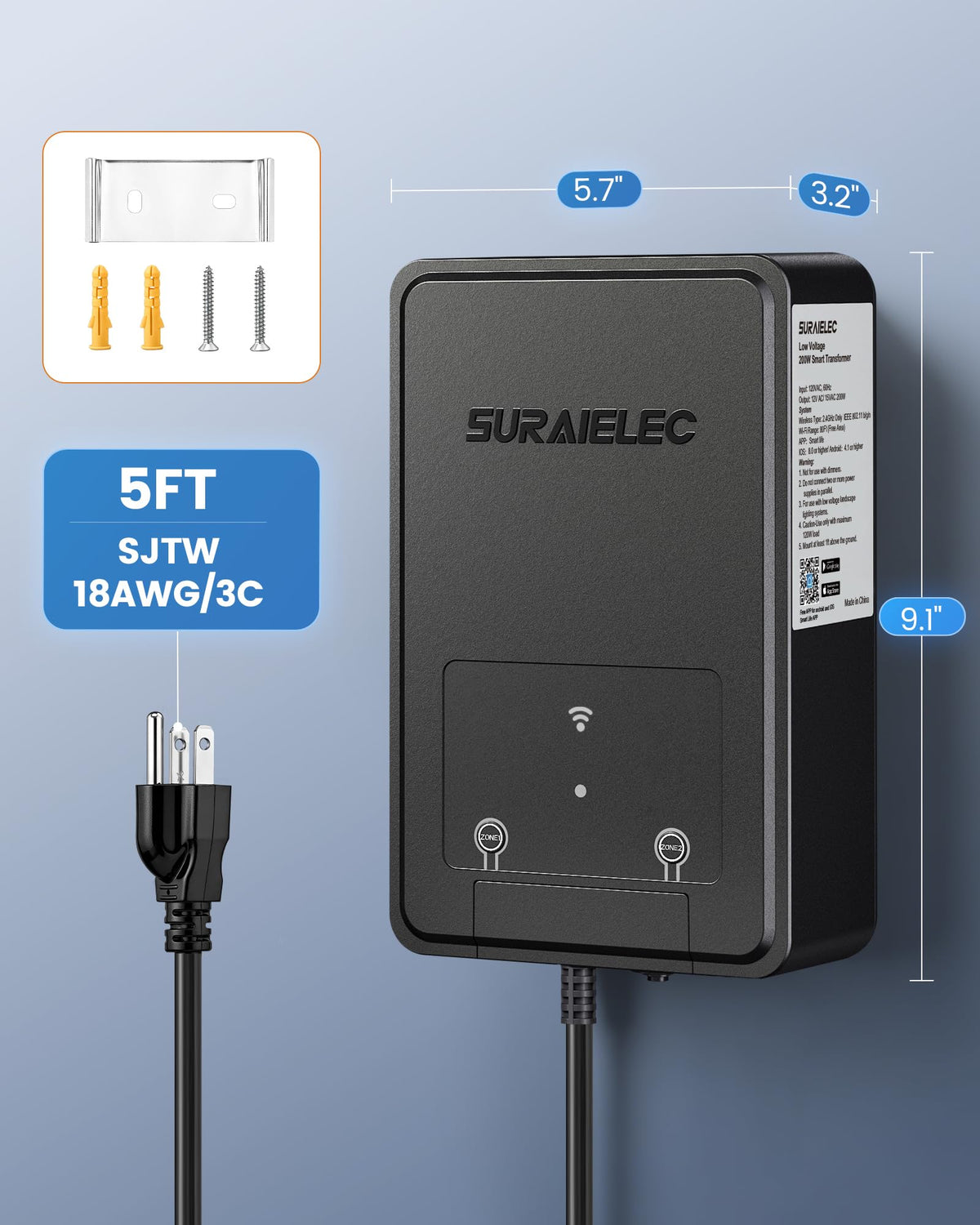 Wi-Fi Low Voltage Landscape Transformer with 2 Zones, 12V 15V AC D335