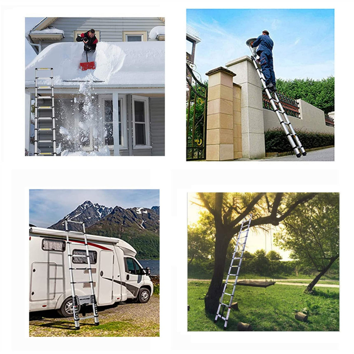 14.5 FT Aluminum Telescoping Ladder 330LB Capacity S714