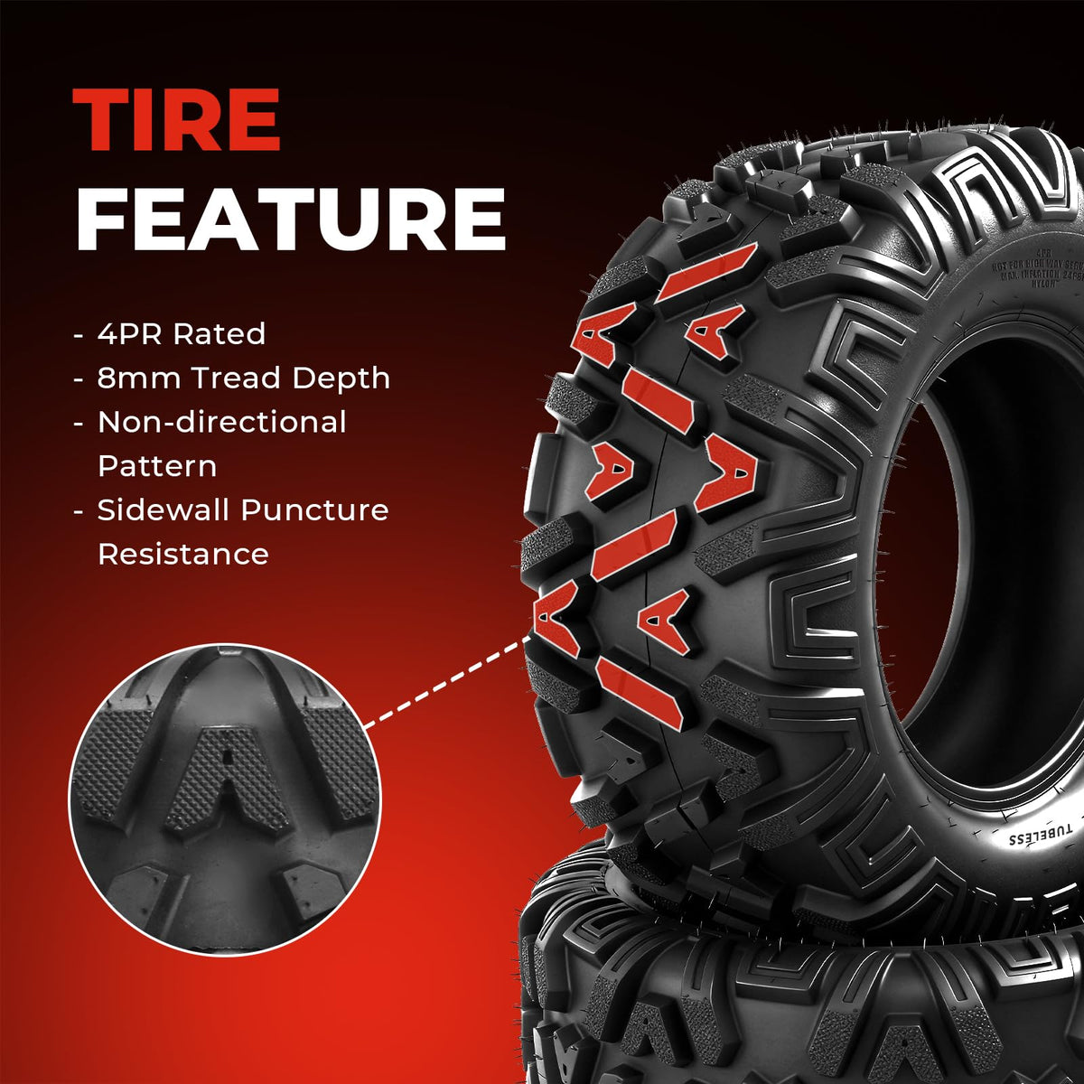 ATV Tires 19x7-8 4-Ply Tubeless Set of 2 P99394