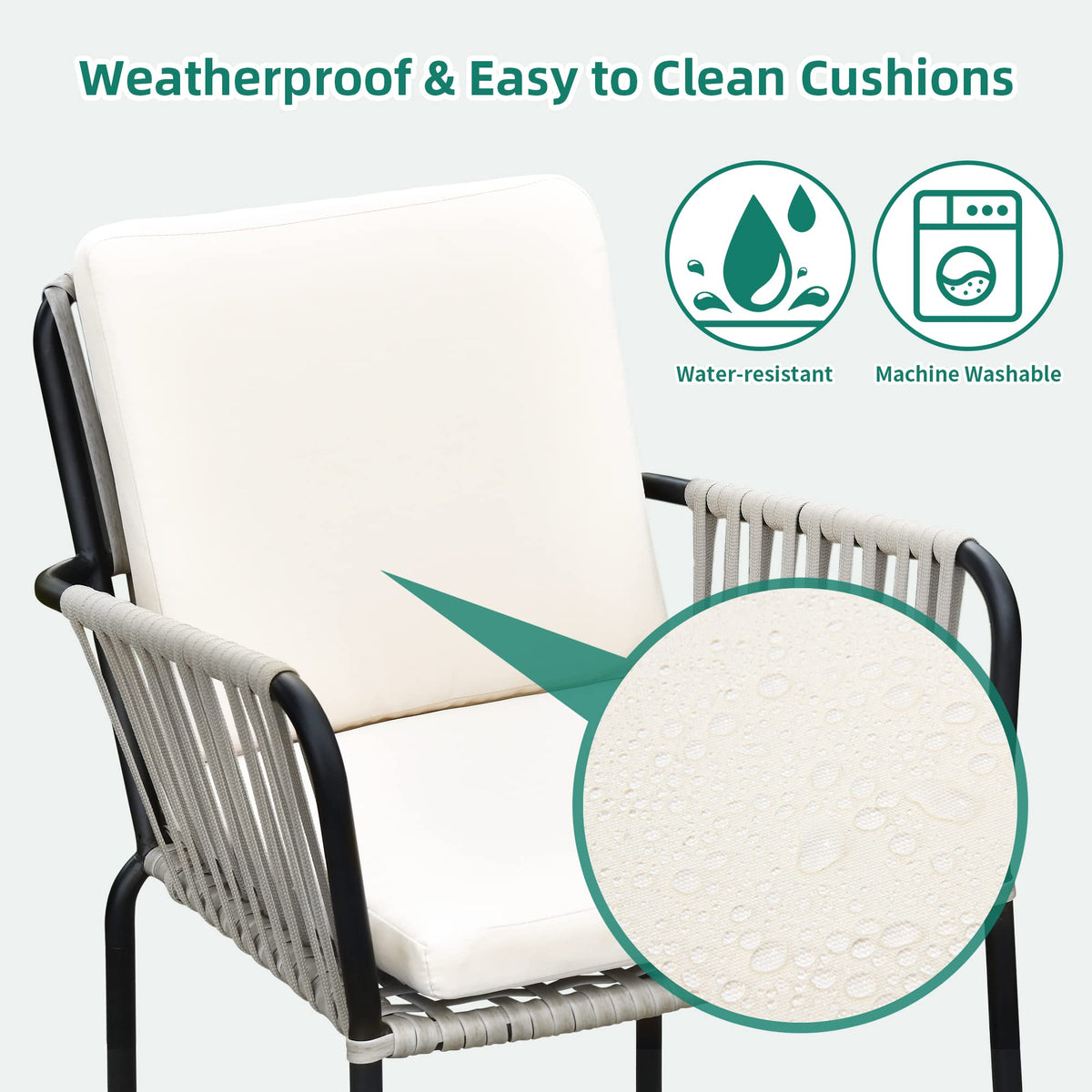 Grey Wicker Outdoor Dining Chairs Set of 4 R423436