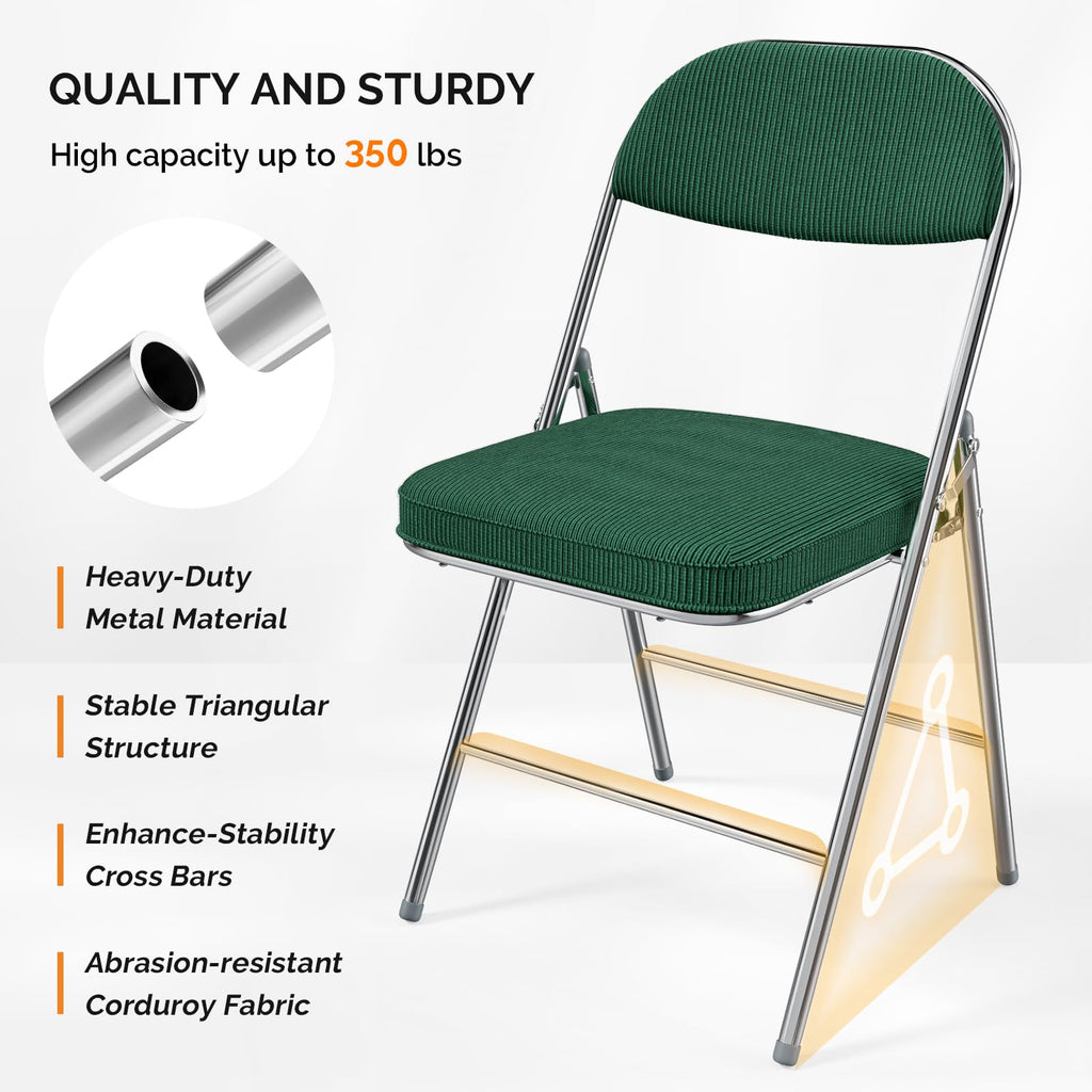2 Pack Olive Green Folding Chairs with Padded Seat X66550