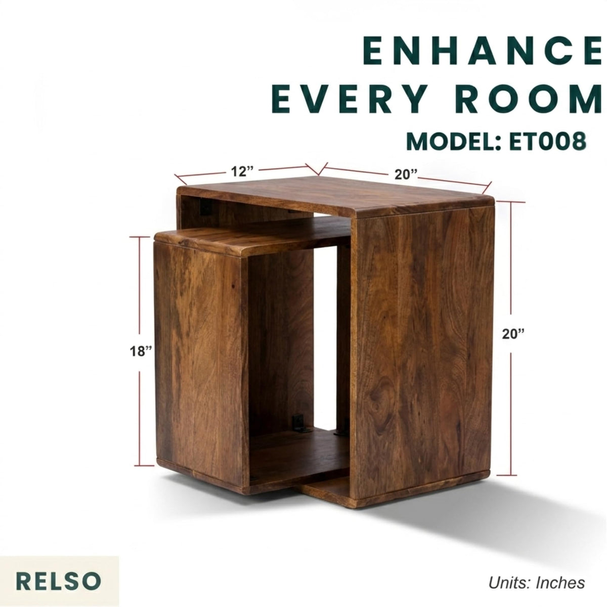 Sheesham Wood Nesting Tables Set of 2 E2155