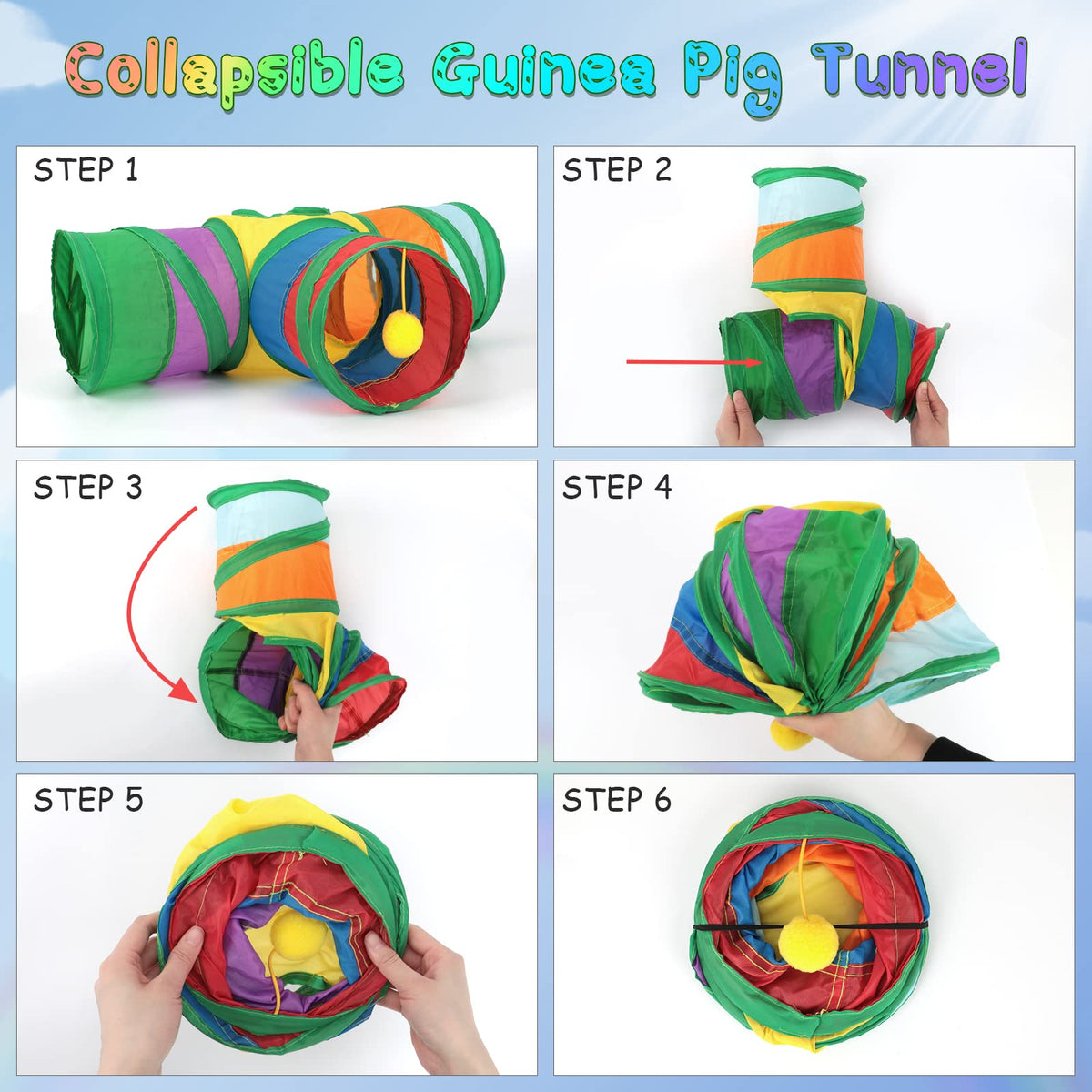 Guinea Pig Tunnels & Tubes Collapsible Small Animal Hideout T363429