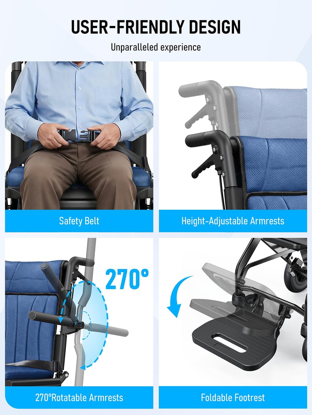 Blue Transport Wheelchair K607147