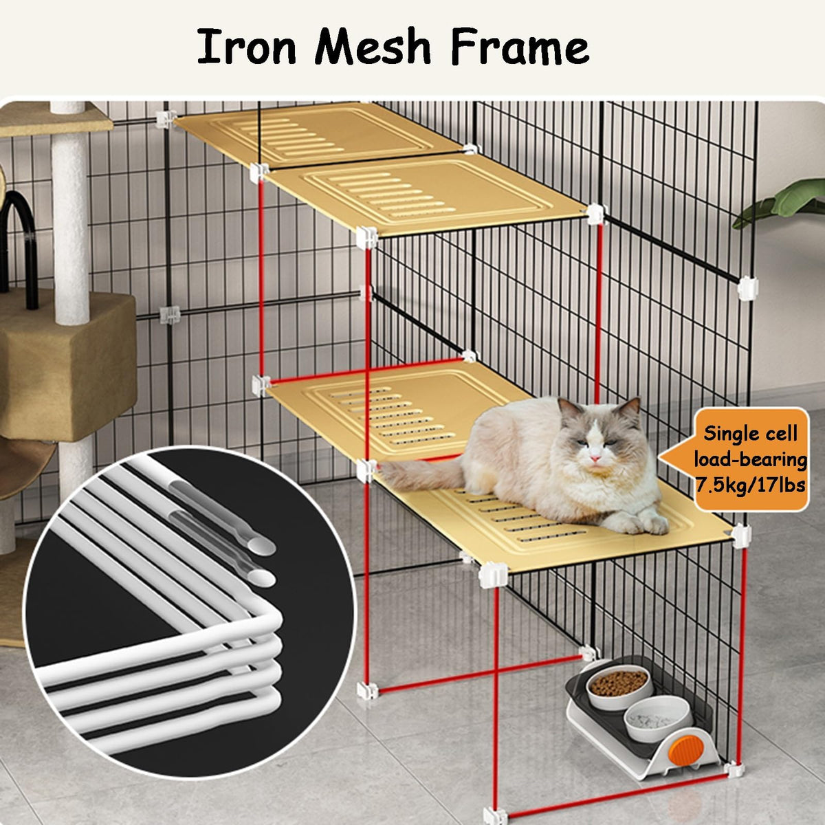 Metal Wire Cat Cage, 3x2x4 Cat Kennel V32470