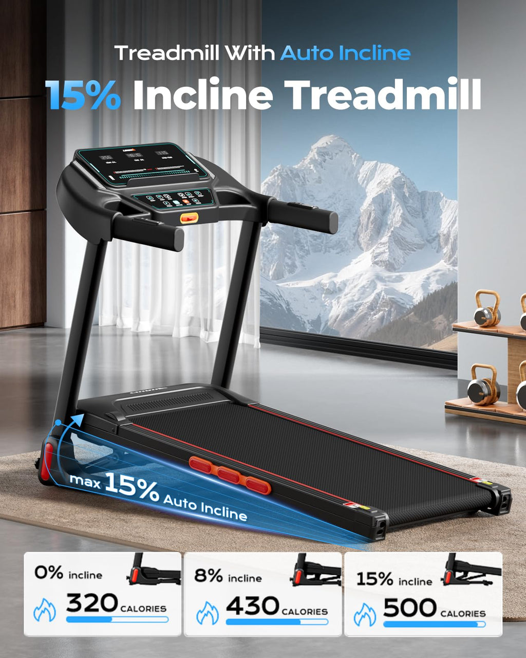 Treadmill with 15% Auto Incline O9603