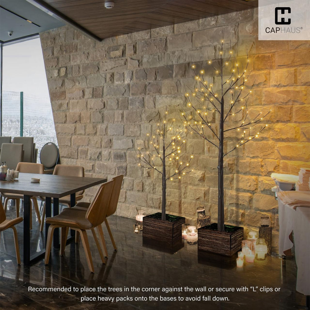 8 Ft Pre-Lit Twinkling Brown Birch Tree with 132 Warm White LED F691990