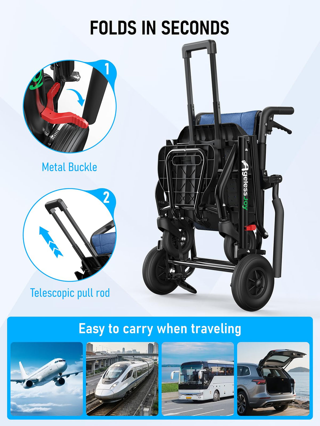 Blue Transport Wheelchair K607147