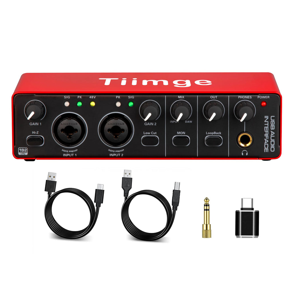 USB Audio Interface with 48V Phantom Power, 24Bit/192kHz, XLR/TRS Inputs F26834
