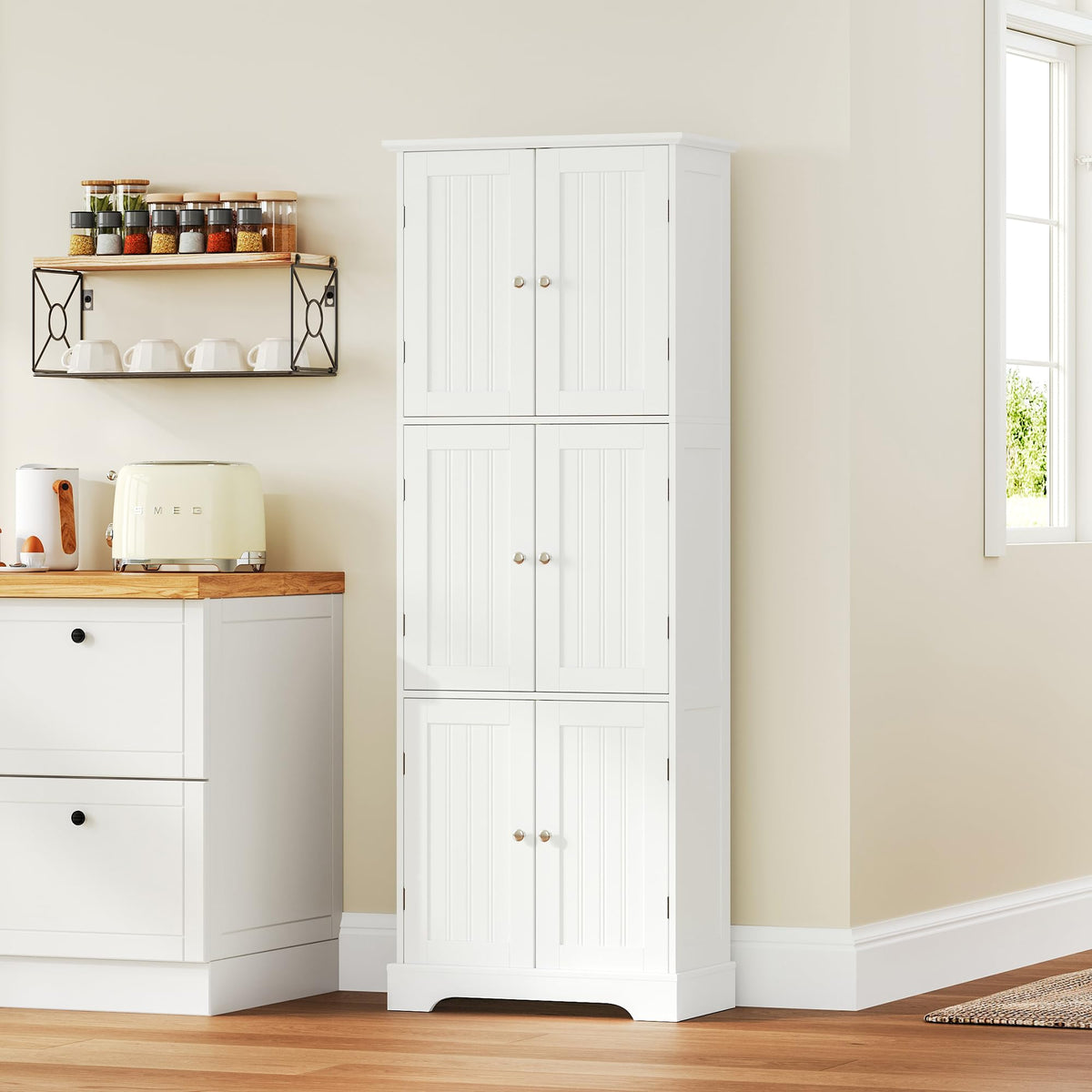 63.2" Tall Bathroom Storage Cabinet with 6 Doors P814262