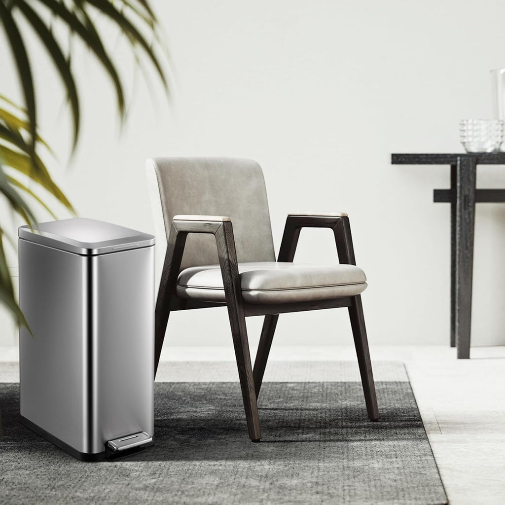 50L Slim Stainless Steel Step Trash Can with Soft-Close Lid W368