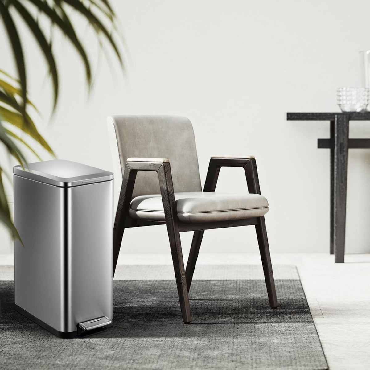50L Slim Stainless Steel Step Trash Can with Soft-Close Lid W368